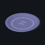 Periwinkle Blue Simple Modern Bride Groom Wedding Paper Plate<br><div class="desc">Simple, minimalist and chic Wedding party plates feature the names of the bride and groom with the wedding event date in elegant white lettering and script. This modern design includes a double framed border in crisp white on a minimalist periwinkle blue background. Personalise with your wedding details! Perfect for your...</div>