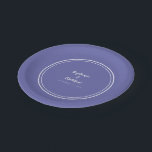 Periwinkle Blue Simple Modern Bride Groom Wedding Paper Plate<br><div class="desc">Simple, minimalist and chic Wedding party plates feature the names of the bride and groom with the wedding event date in elegant white lettering and script. This modern design includes a double framed border in crisp white on a minimalist periwinkle blue background. Personalise with your wedding details! Perfect for your...</div>