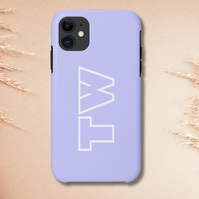 Periwinkle Blue Solid Colour | Minimalist Monogram Case-Mate iPhone Case (Creator Uploaded)