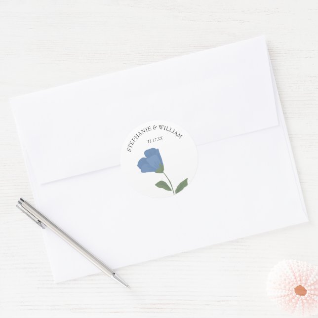 Periwinkle Blue Spring Flower Personalised Classic Round Sticker (Envelope)
