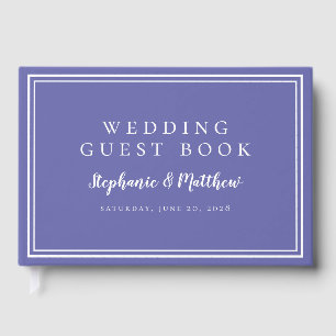 Periwinkle Blue Trendy Simple Minimalist Wedding Guest Book