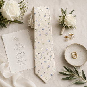 Periwinkle Blue Watercolor Wildflower Botanical Tie