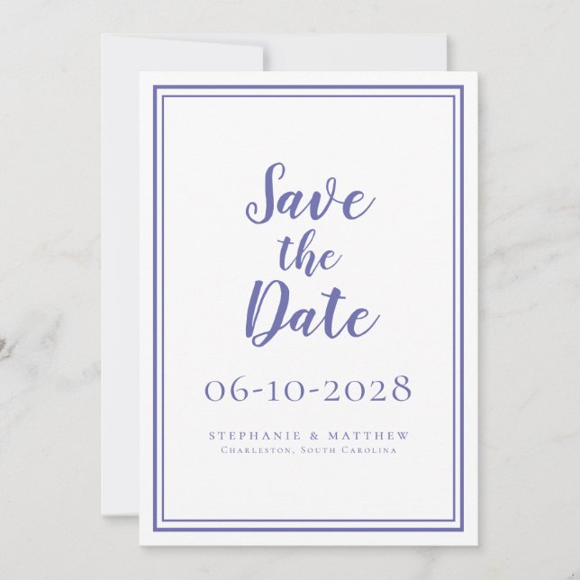 Periwinkle Blue Wedding Minimalistic Save The Date (Front)