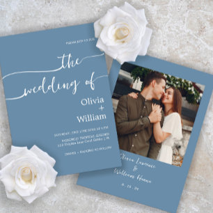 Periwinkle Blue Wedding Photo Invitation
