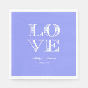 Periwinkle Blue, White LOVE Napkins