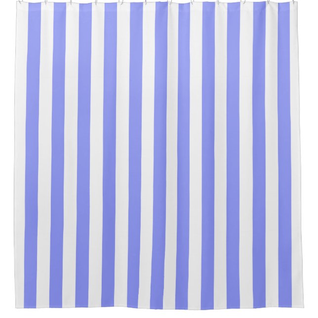 Periwinkle Blue White Vertical Stripe NL #0 Shower Curtain (Front)