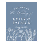 Periwinkle Blue Wildflower Wedding Welcome Sign