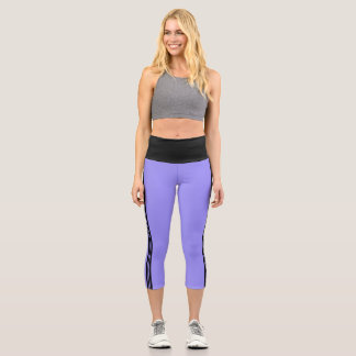 Periwinkle blue with black design capri leggings