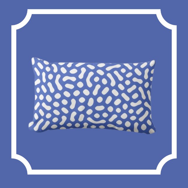 Periwinkle Blue with White Jelly Bean like shapes Lumbar Cushion (Creator Uploaded)