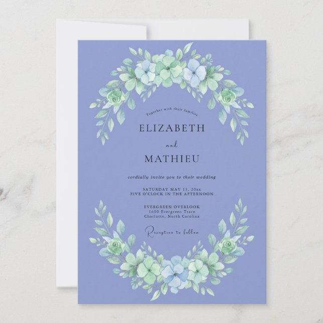 Periwinkle Botanical Bloom Wedding Invitation (Front)