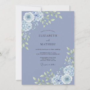 Periwinkle Botanical Romantic Wedding Invitation