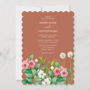 Periwinkle Burnt Orange Terracotta Wedding Invitation