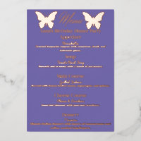 Periwinkle Butterfly-Themed Birthday Dinner Menu