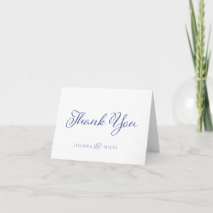 Periwinkle Calligraphy & Monogram Crest Thank You Note Card