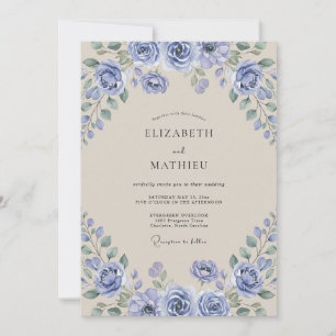 Periwinkle Champagne Painted Wedding Invitation