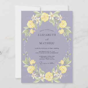 Periwinkle Citron Rose Wedding Invitation