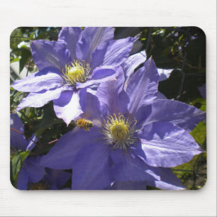 Periwinkle Clematis and Bee mousepad