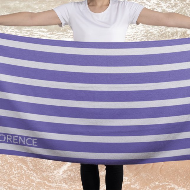Periwinkle colour  cabana stripes  -  beach towel (Creator Uploaded)