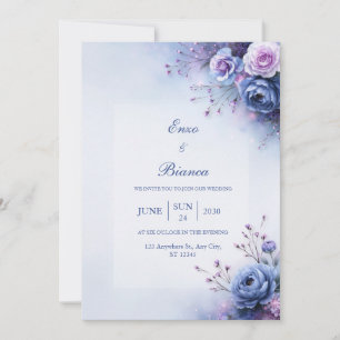 Periwinkle Corner Wedding Invitation