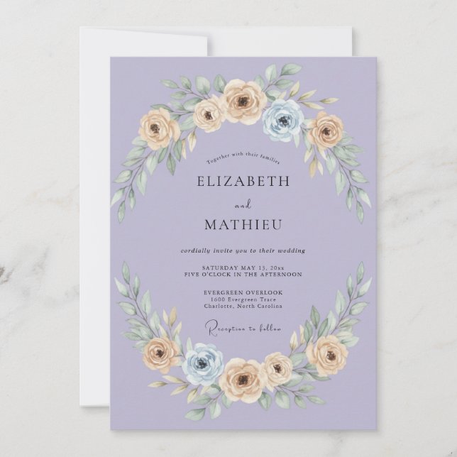 Periwinkle Creamy Painted Wedding Invitation (Front)