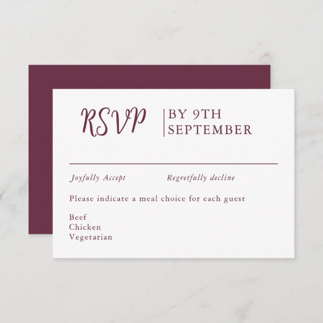 Periwinkle Decorative Wedding Calligraphy RSVP Card (Front/Back)