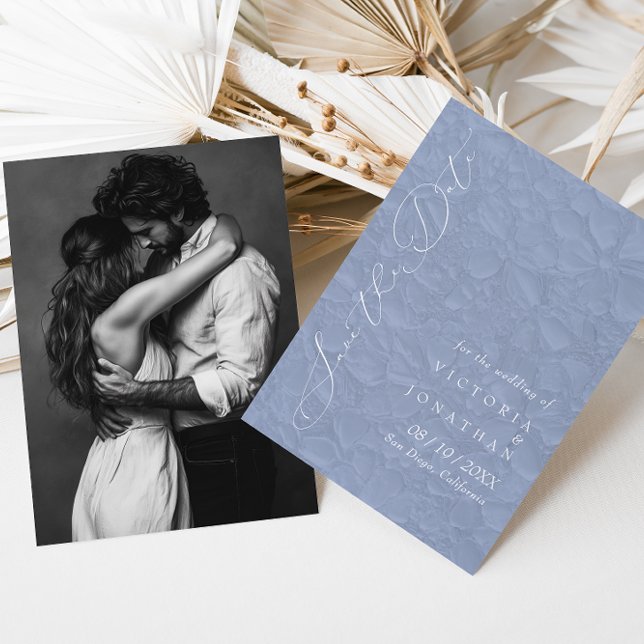 Periwinkle Dusty Blue Simple Save The Date (Creator Uploaded)