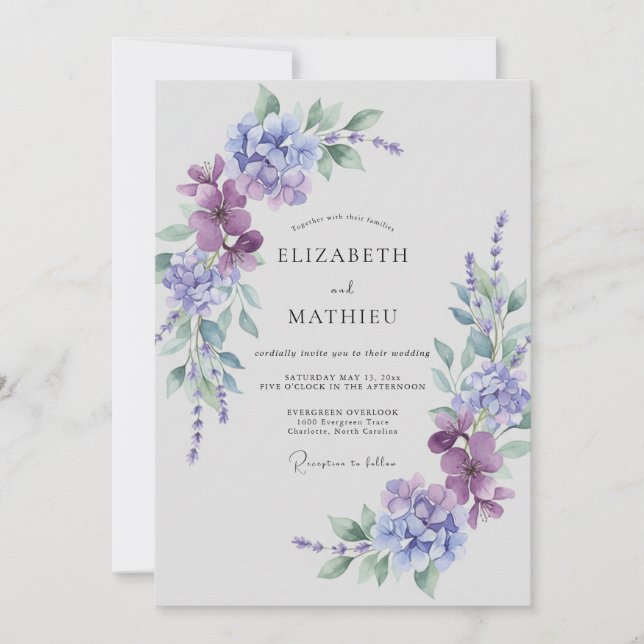 Periwinkle Ethereal Spring Wedding Invitation (Front)