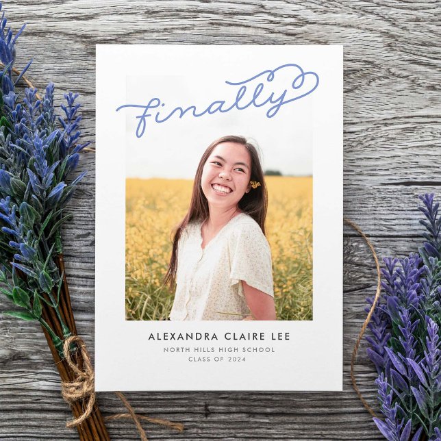 Periwinkle Finally Photo Graduation Announcement (Creator Uploaded)