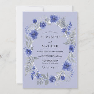 Periwinkle Floral Garland Wedding Invitation