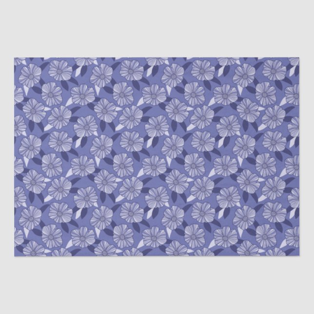 Periwinkle Floral Line Art Very Peri Tissue Paper (Front)