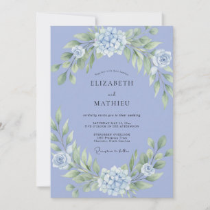 Periwinkle Floral Lush Arch Wedding Invitation