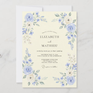 Periwinkle Floral Romantic Wedding Invitation