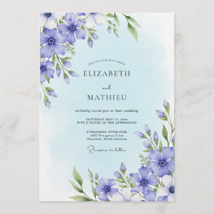 Periwinkle Floral Whimsy Wedding Invitation