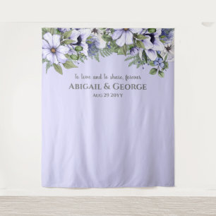 Periwinkle Florals Lilac Photo Backdrop Wedding Tapestry