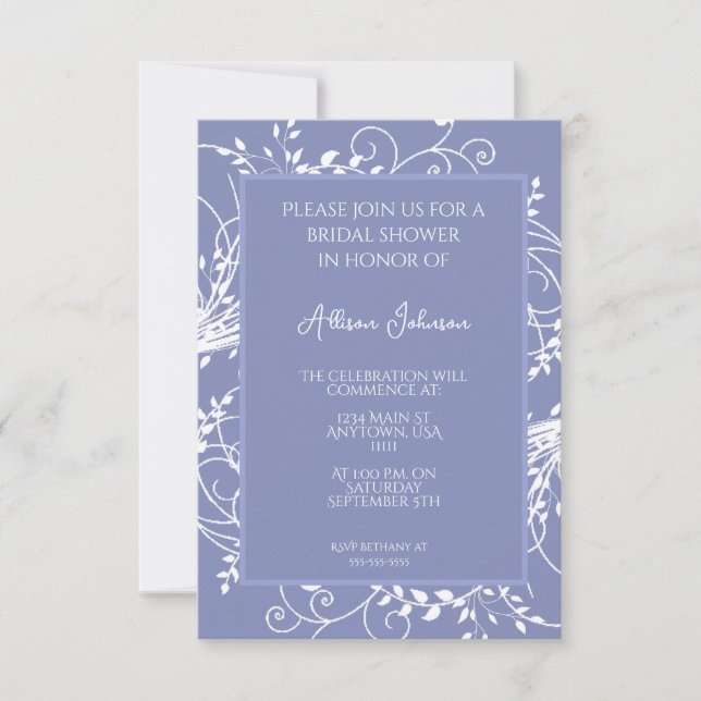 Periwinkle Flourish Bridal Shower Invitation (Front)