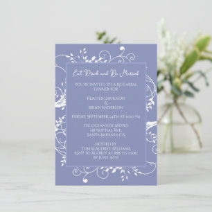 Periwinkle Flourish Rehearsal Dinner Invitation