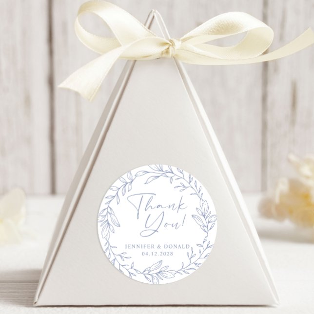Periwinkle Flower Simple Thank You Wedding Classic Round Sticker (Creator Uploaded)