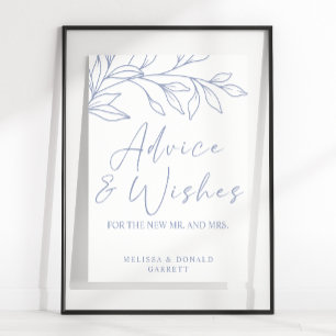 Periwinkle Flower Simple Wedding Advice & Wishes Poster