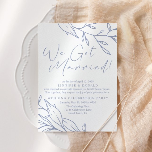 Periwinkle Flower Wedding Just Married Invitation (Creator Uploaded)