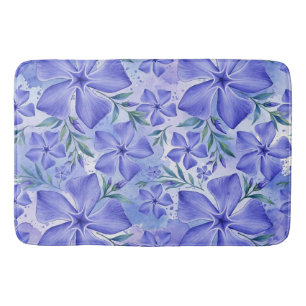 Periwinkle Flowers Blue Violet Vinca Blossoms Bath Mat