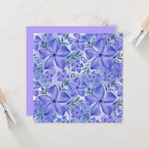 Periwinkle Flowers Blue Violet Vinca Blossoms Card