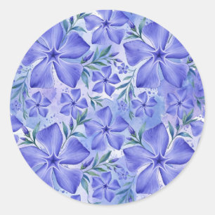 Periwinkle Flowers Blue Violet Vinca Blossoms Classic Round Sticker