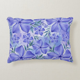 Periwinkle Flowers Blue Violet Vinca Blossoms Decorative Cushion