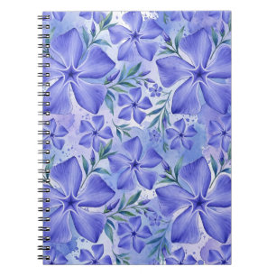 Periwinkle Flowers Blue Violet Vinca Blossoms Notebook