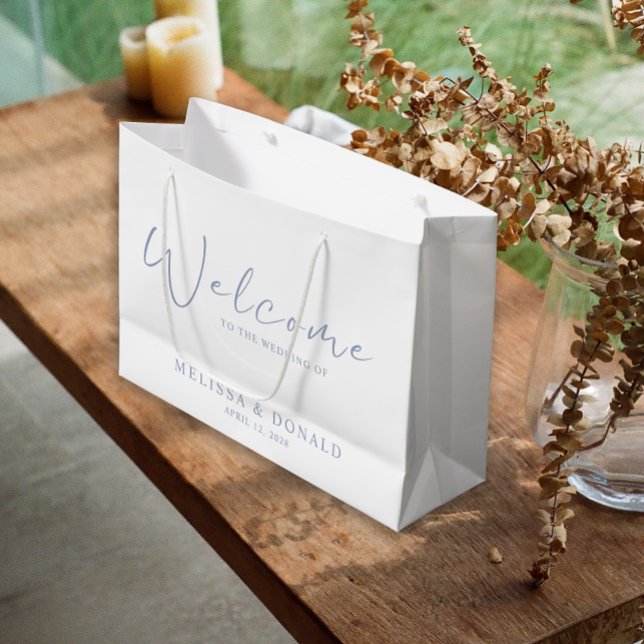 Periwinkle Flowers Boho Welcome Wedding Large Gift Bag (Creator Uploaded)