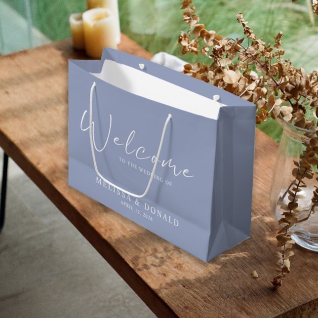 Periwinkle Flowers Boho Welcome Wedding Large Gift Bag (Creator Uploaded)