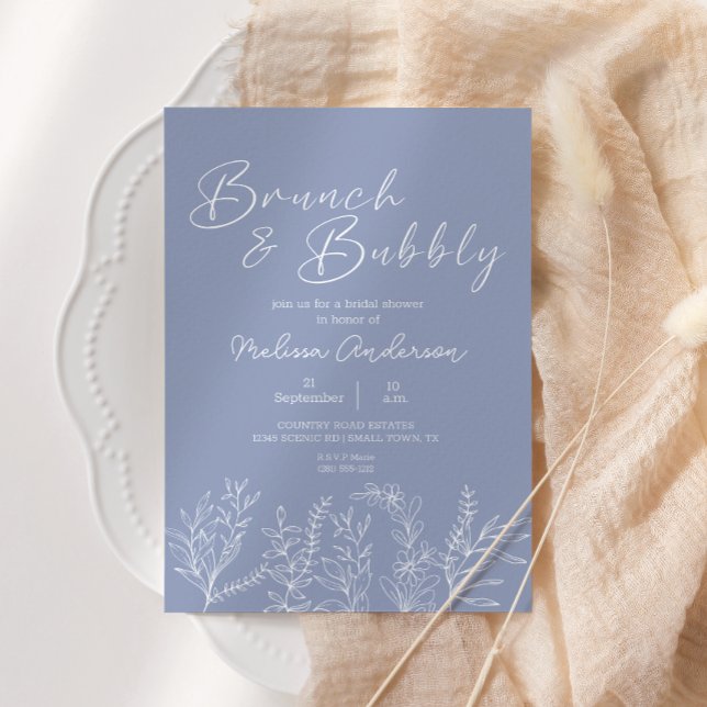 Periwinkle Flowers Brunch Bridal Shower Invitation (Creator Uploaded)
