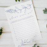 Periwinkle Flowers Game Where Were We<br><div class="desc">Periwinkle Flowers Bridal Shower Game.  Matching items to complete your event collection are available in our Zazzle store!</div>