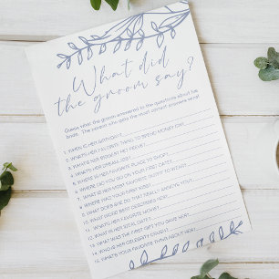 Periwinkle Flowers Game Would the Groom Say Flyer