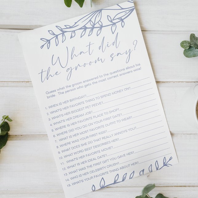 Periwinkle Flowers Game Would the Groom Say Flyer (Creator Uploaded)